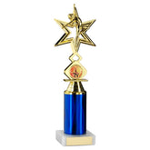 GOLD/BLUE 'DANCE/GYM' STAR FIGURE ASSEMBLED ON MARBLE (1" CEN/3" TUBE) - 10in
